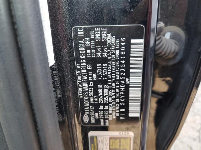 5XYPHDA52JG418046 - 2018 KIA SORENTO EX BLACK photo 13