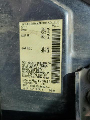 1N4AL2AP8AC178652 - 2010 NISSAN ALTIMA BASE GRAY photo 13