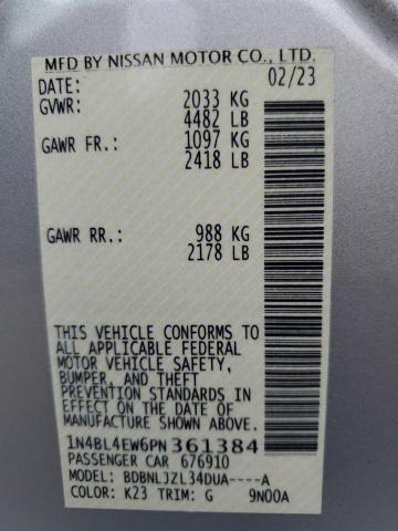 1N4BL4EW6PN361384 - 2023 NISSAN ALTIMA SL SILVER photo 12