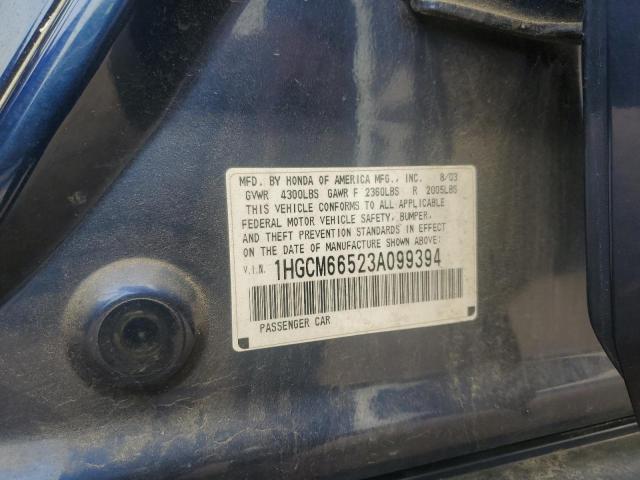 1HGCM66523A099394 - 2003 HONDA ACCORD EX BLUE photo 12