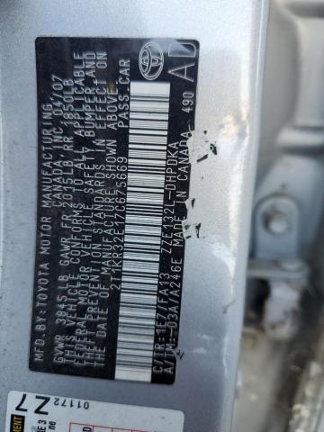 2T1KR32E17C675669 - 2007 TOYOTA COROLLA MATRIX XR SILVER photo 12