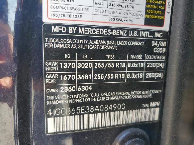 4JGCB65E38A084900 - 2008 MERCEDES-BENZ R 350 BLUE photo 12