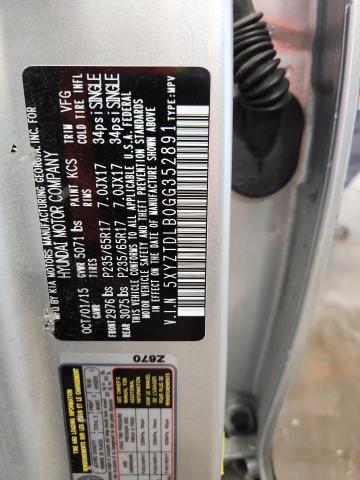 5XYZTDLB0GG352891 - 2016 HYUNDAI SANTA FE S SILVER photo 13