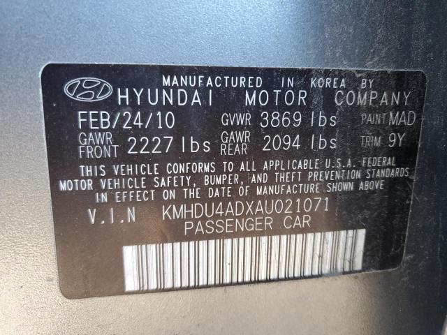 KMHDU4ADXAU021071 - 2010 HYUNDAI ELANTRA BLUE GRAY photo 12