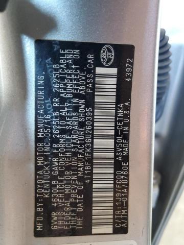 4T1BF1FK3GU260395 - 2016 TOYOTA CAMRY LE 银色 照片 12