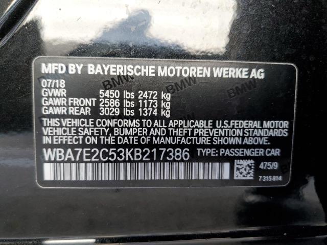 WBA7E2C53KB217386 - 2019 BMW 740 I BLACK photo 13