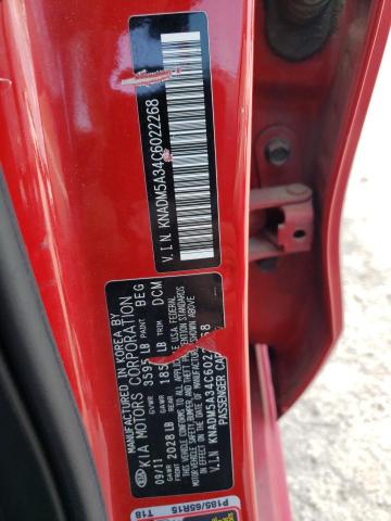 KNADM5A34C6022268 - 2012 KIA RIO LX RED photo 12