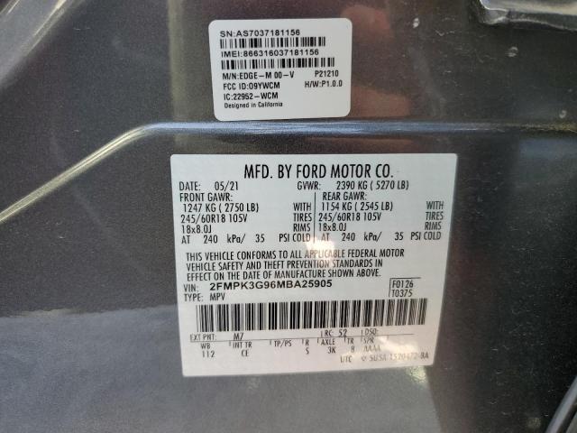 2FMPK3G96MBA25905 - 2021 FORD EDGE SE TAN photo 13