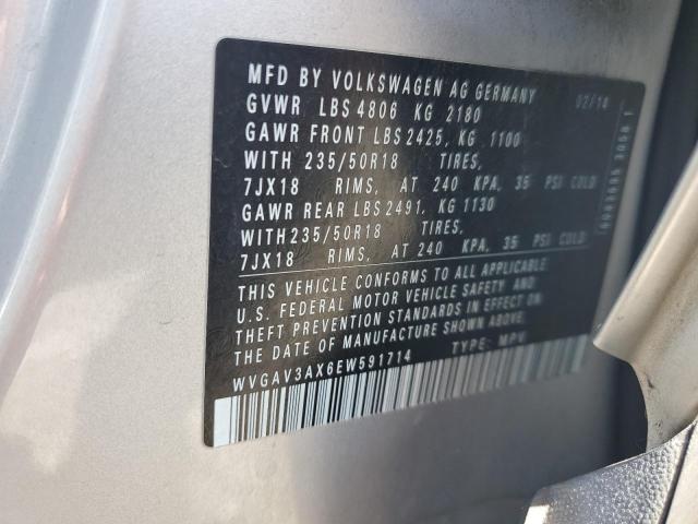 WVGAV3AX6EW591714 - 2014 VOLKSWAGEN TIGUAN S SILVER photo 13