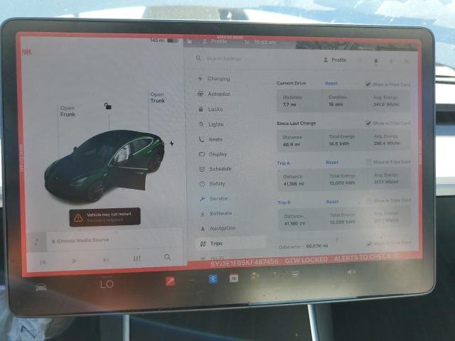 5YJ3E1EB5KF487456 - 2019 TESLA MODEL 3 Blanc photo 9