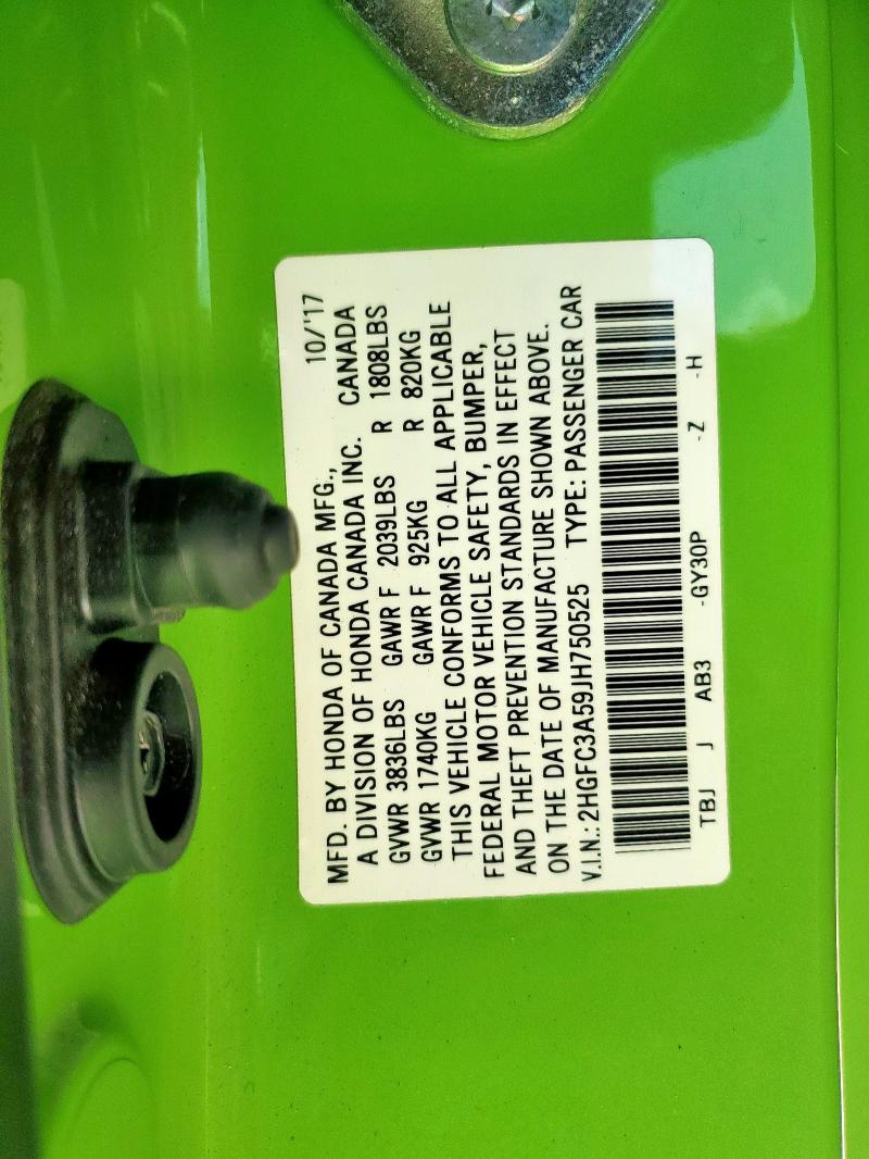 2HGFC3A59JH750525 - 2018 HONDA CIVIC SI 绿色 照片 13