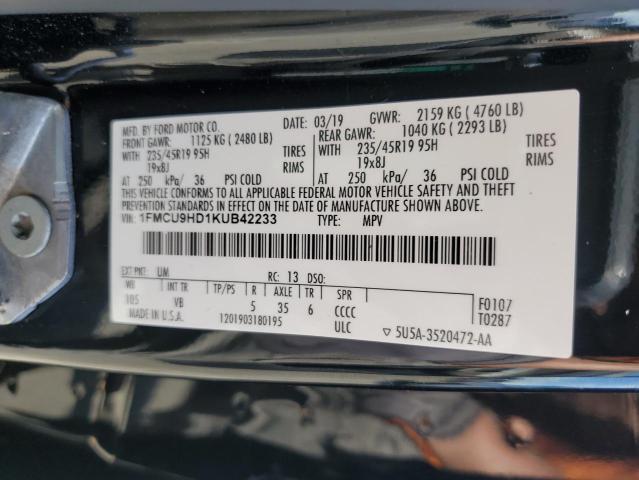 1FMCU9HD1KUB42233 - 2019 FORD ESCAPE SEL 黑色 照片 13