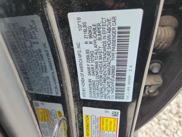 1HGCV1F37JA256820 - 2018 HONDA ACCORD SPORT შავი ფოტო 12
