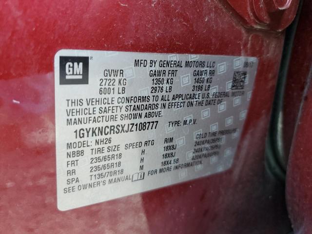 1GYKNCRSXJZ108777 - 2018 CADILLAC XT5 LUXURY Rouge photo 14