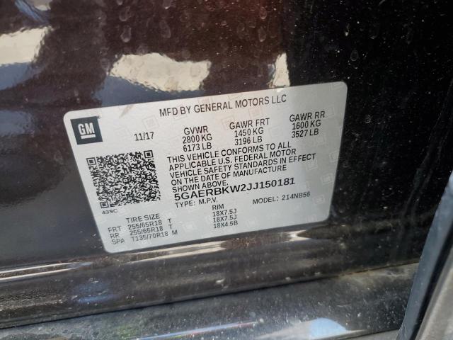 5GAERBKW2JJ150181 - 2018 BUICK ENCLAVE ESSENCE შავი ფოტო 13