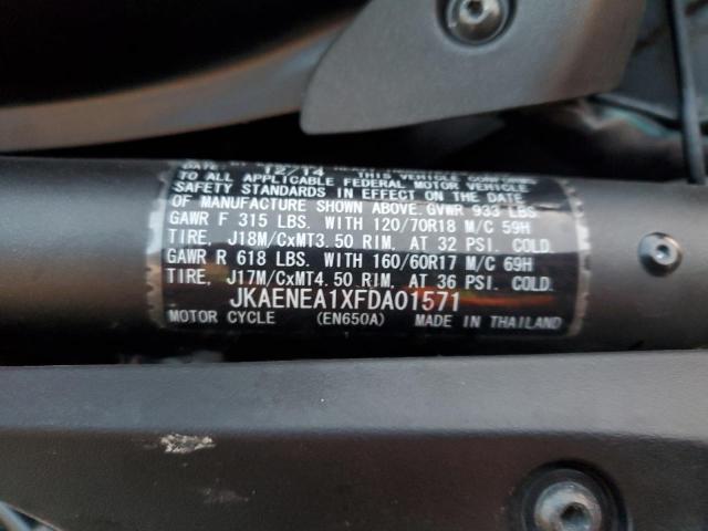 JKAENEA1XFDA01571 - 2015 KAWASAKI EN650 A BLACK photo 10