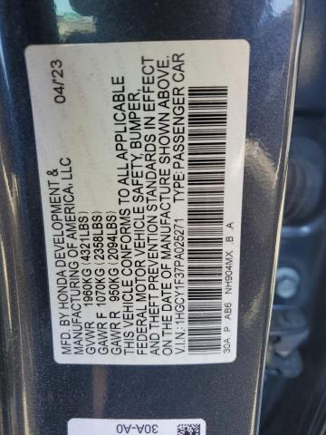 1HGCY1F37PA025271 - 2023 HONDA ACCORD EX GRAY photo 12