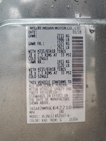 5N1AR2MM9GC642210 - 2016 NISSAN PATHFINDER S 灰色 照片 12