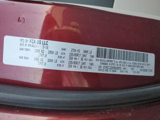 2C4RC1DG2HR509973 - 2017 CHRYSLER PACIFICA TOURING Bordo foto 13