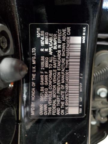 SHHFK7H48KU400301 - 2019 HONDA CIVIC SPORT BLACK photo 13