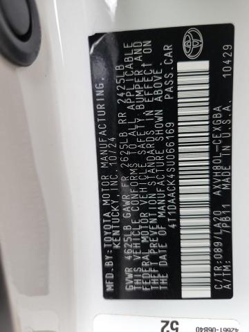 4T1DAACK4SU066169 - 2025 TOYOTA CAMRY XSE WHITE photo 12