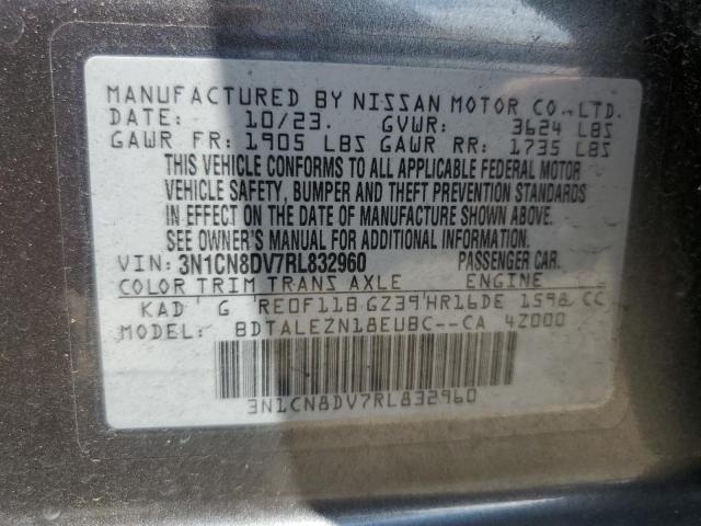 3N1CN8DV7RL832960 - 2024 NISSAN VERSA S GRAY photo 12