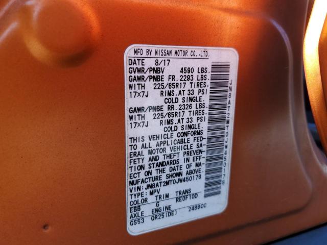 JN8AT2MT0JW450178 - 2018 NISSAN ROGUE S 橙色 照片 14