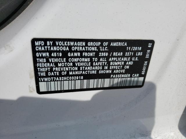 1VWDT7A32HC032918 - 2017 VOLKSWAGEN PASSAT R-LINE Ağ foto 12