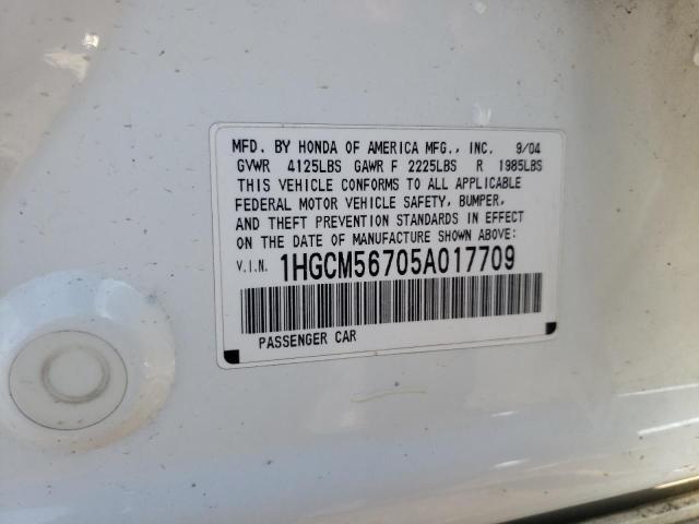 1HGCM56705A017709 - 2005 HONDA ACCORD EX WHITE photo 13