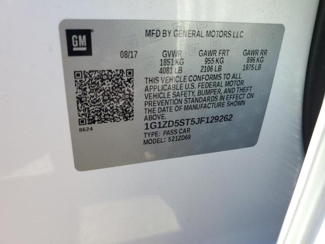 1G1ZD5ST5JF129262 - 2018 CHEVROLET MALIBU LT WHITE photo 12