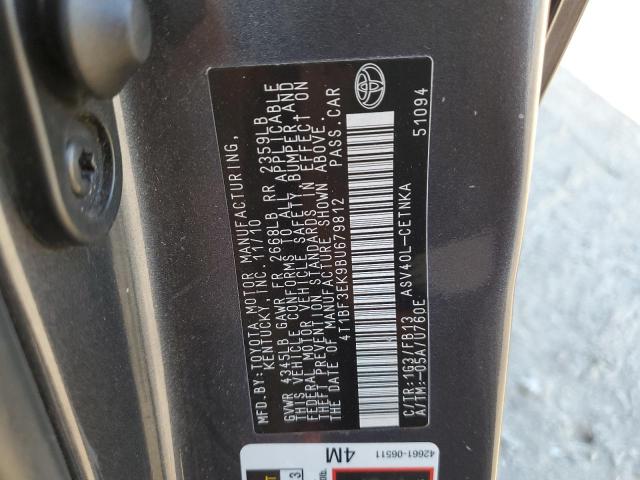 4T1BF3EK9BU679812 - 2011 TOYOTA CAMRY BASE GRAY photo 12