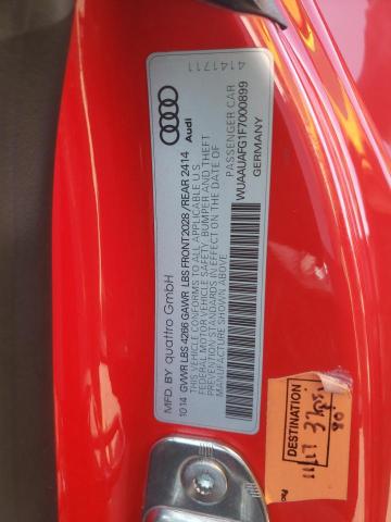 WUAAUAFG1F7000899 - 2015 AUDI R8 4.2 QUATTRO RED photo 13