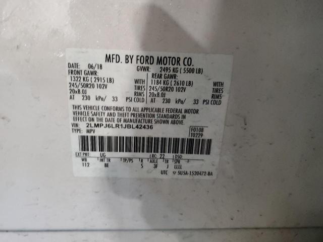 2LMPJ6LR1JBL42436 - 2018 LINCOLN MKX RESERVE თეთრი ფოტო 13