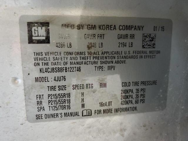 KL4CJBSB8FB122746 - 2015 BUICK ENCORE CONVENIENCE 银色 照片 13