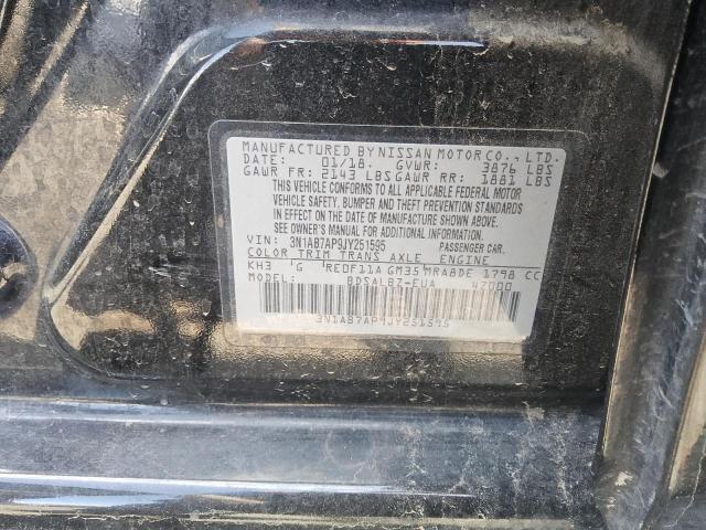 3N1AB7AP9JY251595 - 2018 NISSAN SENTRA S BLACK photo 12