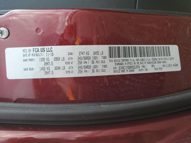 2C4RC1FG9KR531974 - 2019 CHRYSLER PACIFICA TOURING PLUS Bordo foto 13