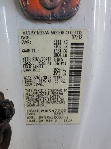 1N6AA1CJ9JN547202 - 2018 NISSAN TITAN S WHITE photo 12