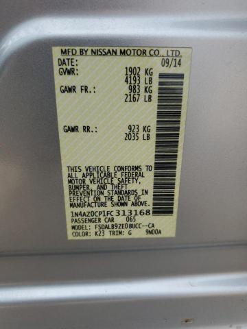 1N4AZ0CP1FC313168 - 2015 NISSAN LEAF S SILVER photo 12