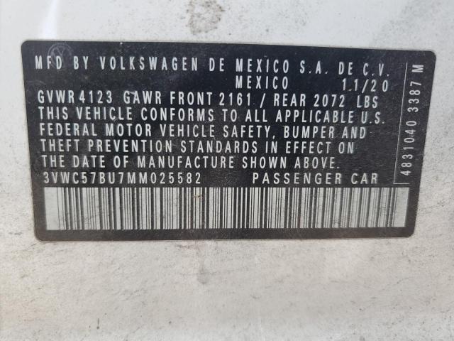 3VWC57BU7MM025582 - 2021 VOLKSWAGEN JETTA S WHITE photo 12