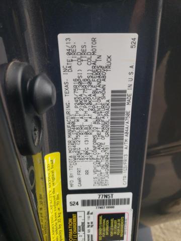 5TFJU4GN0DX042781 - 2013 TOYOTA TACOMA DOUBLE CAB PRERUNNER GRAY photo 13