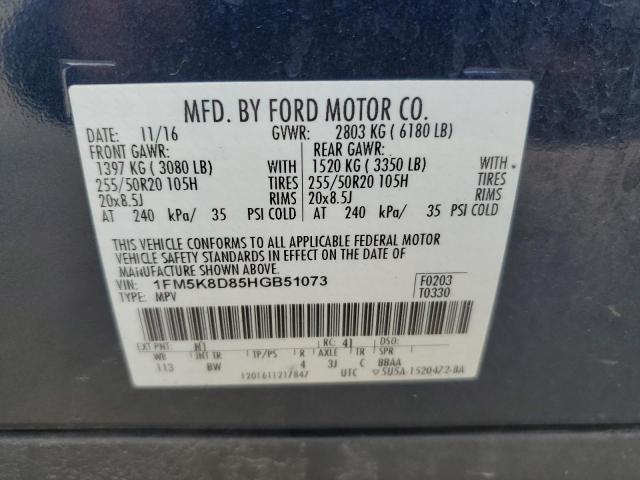 1FM5K8D85HGB51073 - 2017 FORD EXPLORER XLT BLUE photo 13