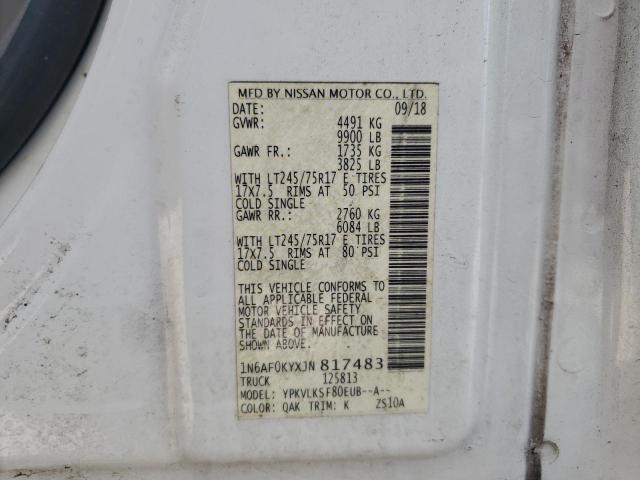 1N6AF0KYXJN817483 - 2018 NISSAN NV 2500 S WHITE photo 13