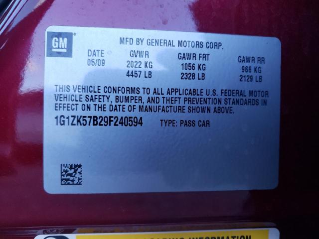 1G1ZK57B29F240594 - 2009 CHEVROLET MALIBU LTZ წითელი ფოტო 13