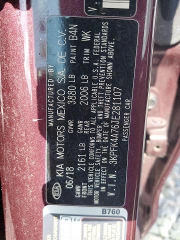 3KPFK4A76JE281107 - 2018 KIA FORTE LX Bordeaux Foto 12