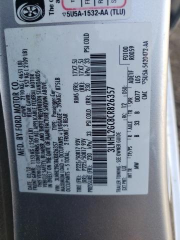 3LNHL2GC8CR826357 - 2012 LINCOLN MKZ SILVER photo 12