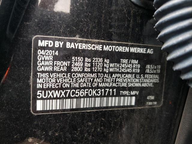 5UXWX7C56F0K31711 - 2015 BMW X3 XDRIVE35I BLACK photo 13