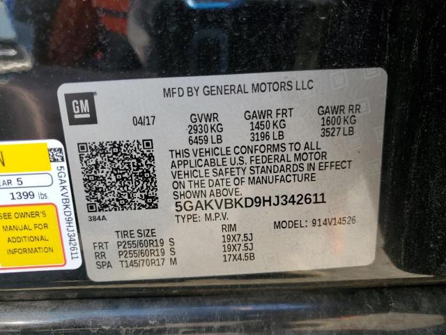 5GAKVBKD9HJ342611 - 2017 BUICK ENCLAVE Siyah fotoğraf 14