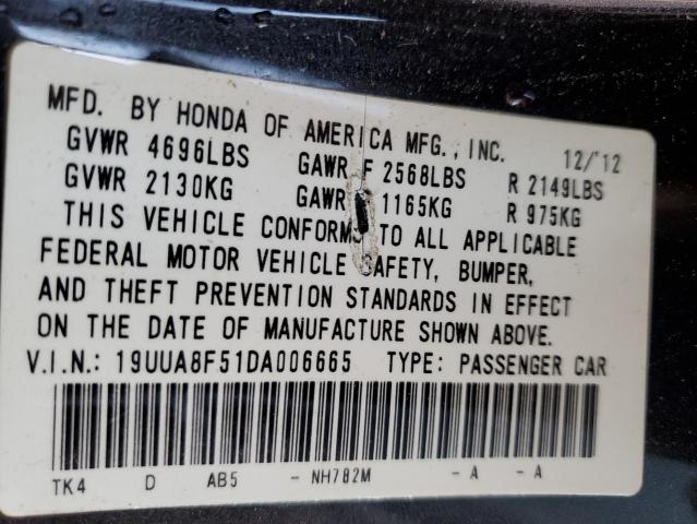 19UUA8F51DA006665 - 2013 ACURA TL TECH CHARCOAL photo 12