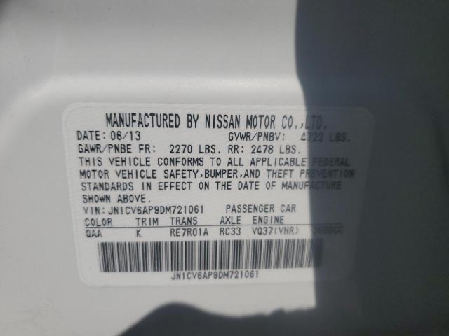 JN1CV6AP9DM721061 - 2013 INFINITI G37 BASE WHITE photo 12