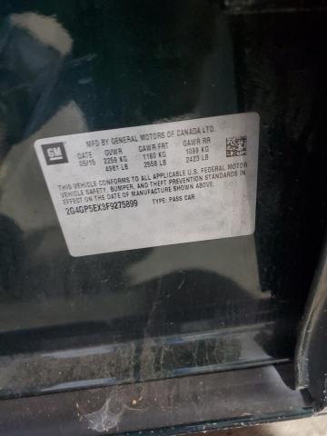 2G4GP5EX3F9275899 - 2015 BUICK REGAL PREMIUM GREEN photo 12